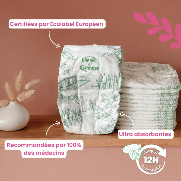 Love & Green Baby-Windeln, hypoallergen Gr. 1 x 138 stk. Taille 1 (138 Unité), Taille 1 (138 Unité)