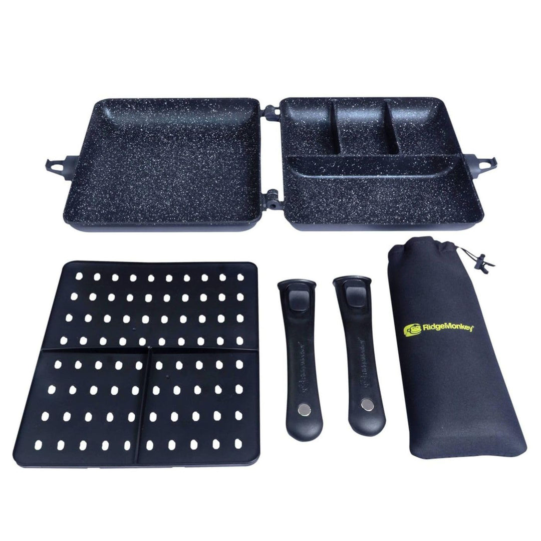 RidgeMonkey Connect Combi & Streamer XXL Granite Edition - Pfanne, Bratpfanne zum Angeln & Campen