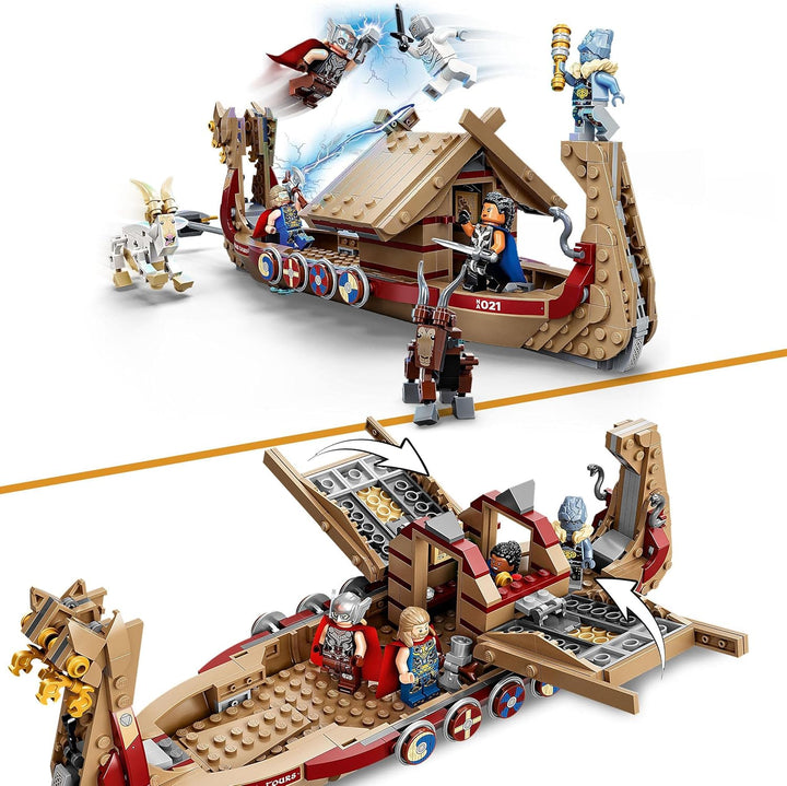 LEGO 76208 Marvel Das Ziegenboot Spielzeug-Schiff aus Thor: Love & Thunder, Avengers-Set zum Bauen m