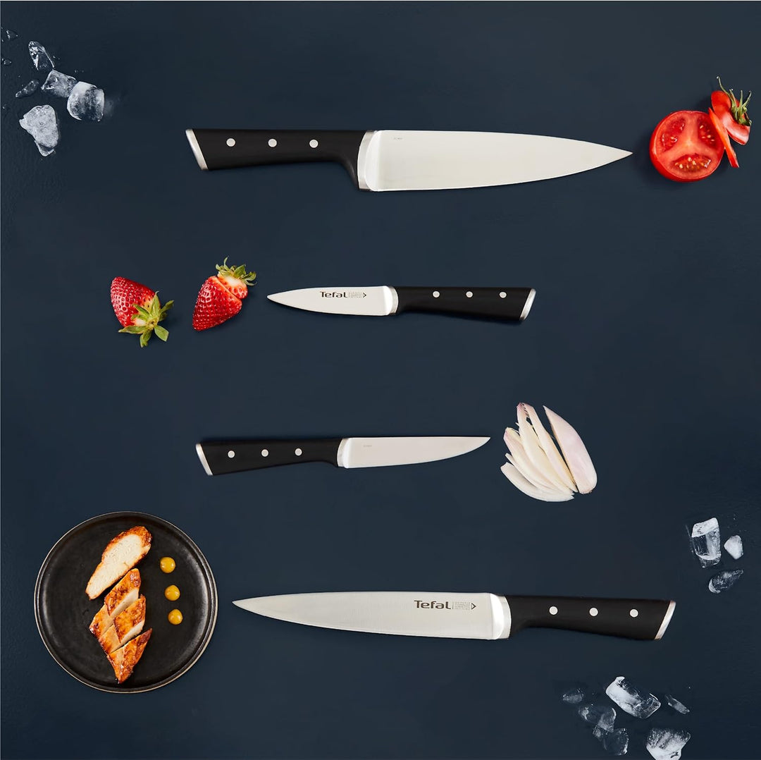 Tefal Ice Force Set mit 4 Messern | Kochmesser 20 cm | Fleischmesser 20 cm | Universalmesser 11 cm |