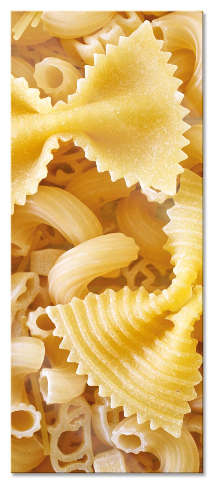 Glasbild Panorama | Wandbild aus Echtglas | Nudeln Pasta Italia Mischung | 100x40 cm | inkl. Aufhäng