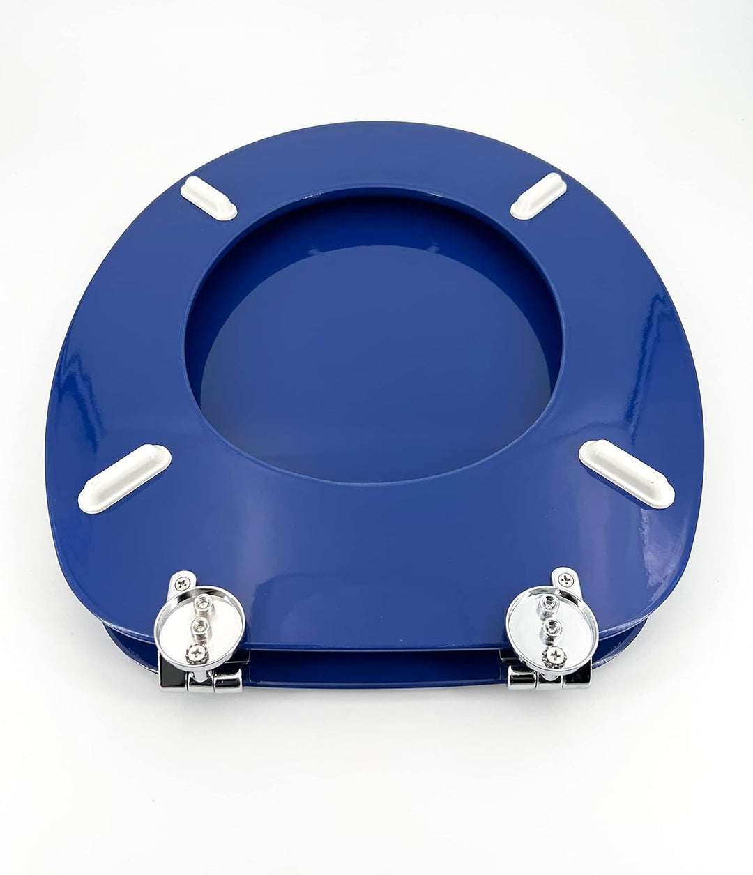 ADOB WC Sitz Klobrille Holzkern Farbe Blau, extrem stabil, messing verchromte Scharniere, WC-Brille