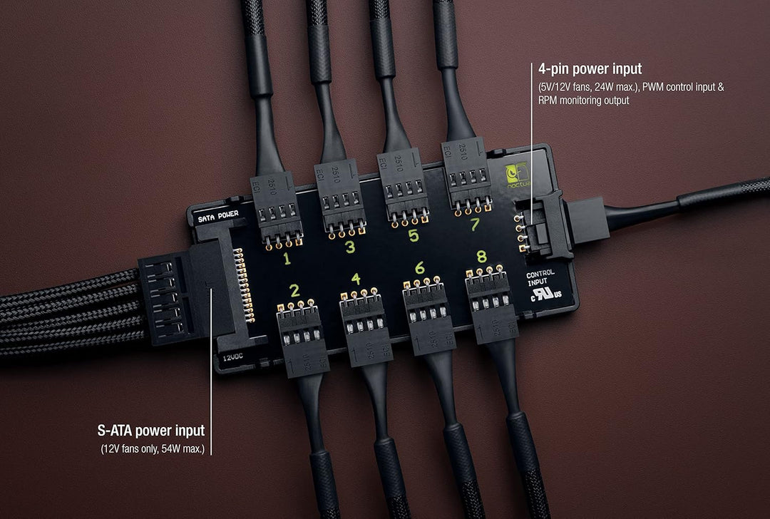 Noctua NA-FH1, 8-Kanal Lüfter-Hub für bis zu acht 12V- oder 5V-basierte 4-Pin PWM oder 3-Pin Lüfter