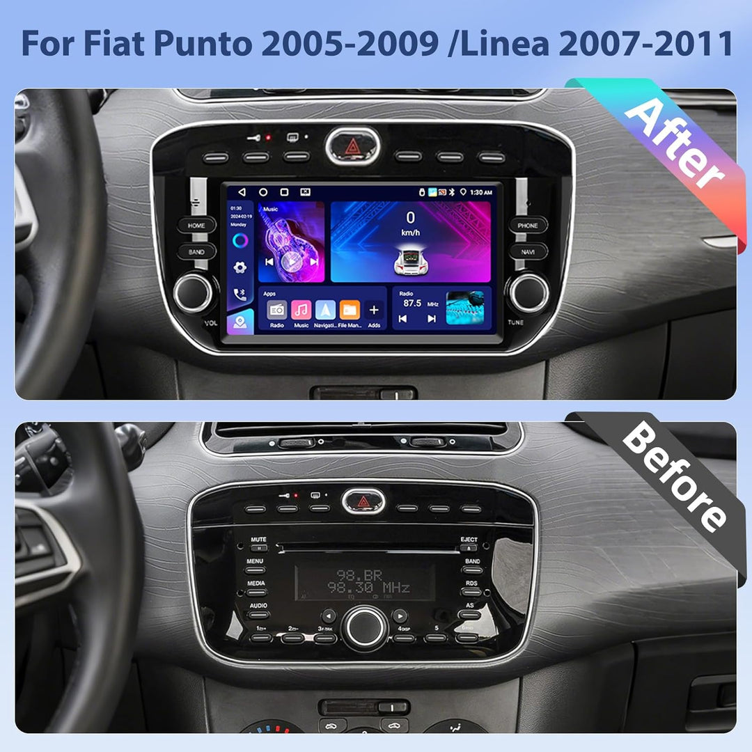 Hikity [4+64G] Android 15 Autoradio für FIAT Punto 2005-2009 /Linea 2007-2011 Bildschrim 7” IPS Radi