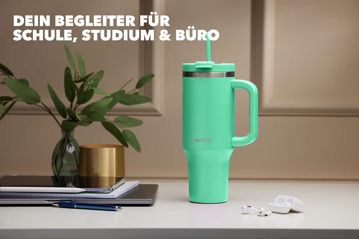 Contigo Streeterville Thermosflasche 1200 ml mit Henkel und Strohhalm | Isolierte Thermo-Trinkflasch
