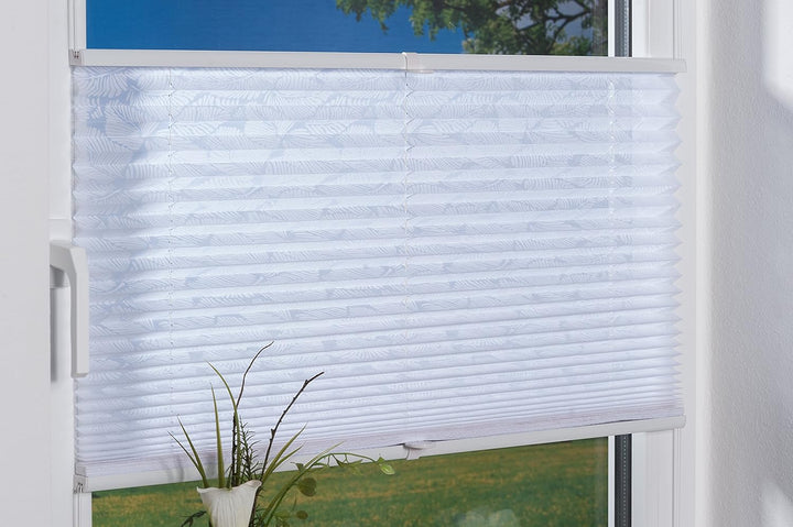 K-home Klemmfix-Plissee , Ausbrenner Stoff, weiss, 100 x 130 cm (B x L) 100 x 130 cm Ausbrenner Stof