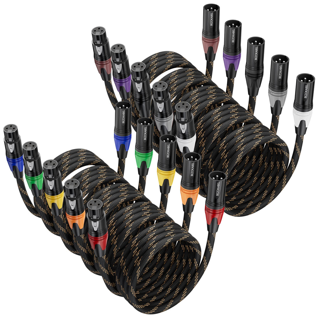 BEZOKABLE XLR-Mikrofonkabel, 1,8 m, Nylon, geflochten, kompatibel mit Mikrofonen, Mischpulten, Lauts