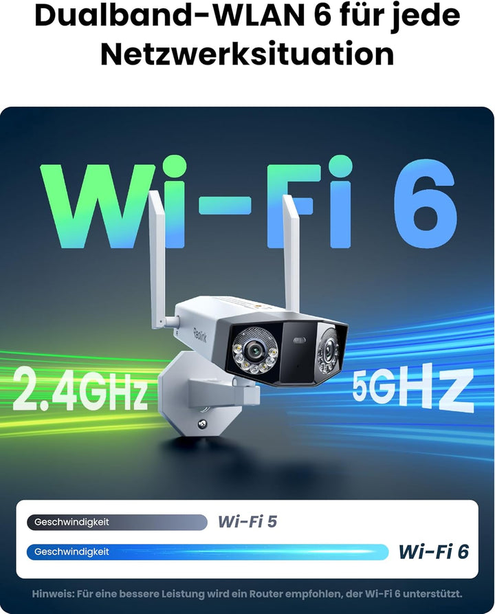 Reolink Duo 3 WiFi, 16MP Wi-Fi 6 Überwachungskamera Aussen WLAN mit 180° Panoramablick, Bewegungsspu