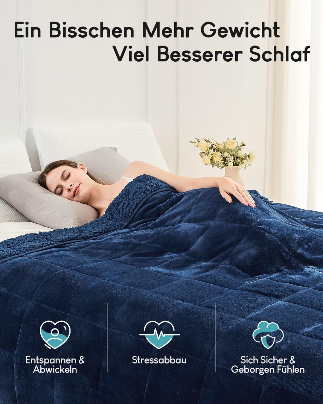 Cottonblue Gewichtsdecke 120x180cm 7kg- Sherpa Fleece Entspannungsdecke Erwachsene Zur Verbesserung