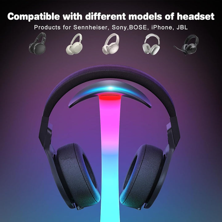 Padwa Lifestyle Wireless-Ladegerät mit RGB-Kopfhörer-LED-Ständer, mit 2 x USB-Anschlüssen und 1 x Ty