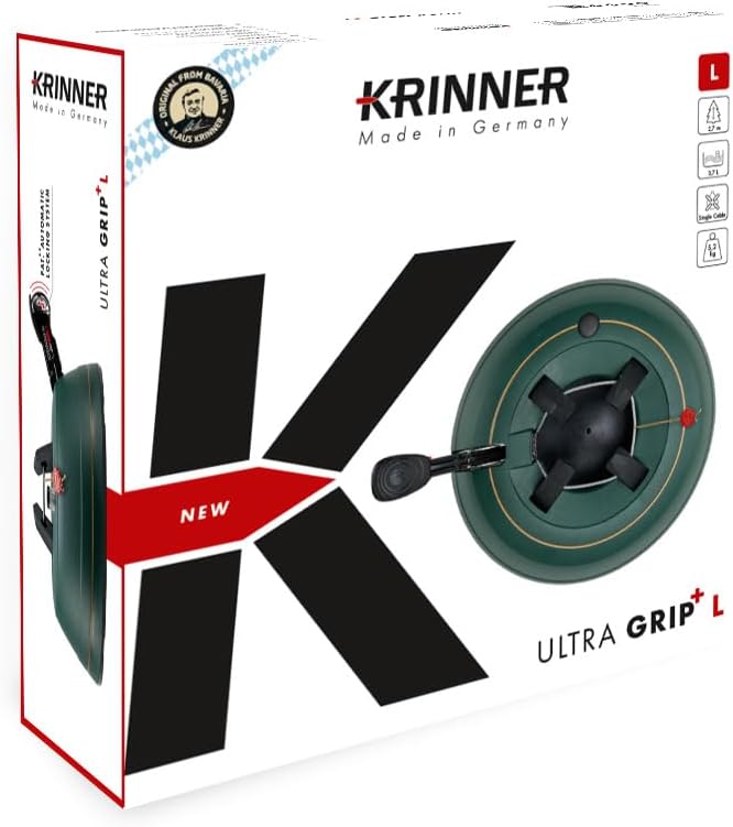 KRINNER Weihnachtsbaum Christbaumständer PREMIUM L Grün inkl. Fusspedal- und Einseiltechnik Sicherhe