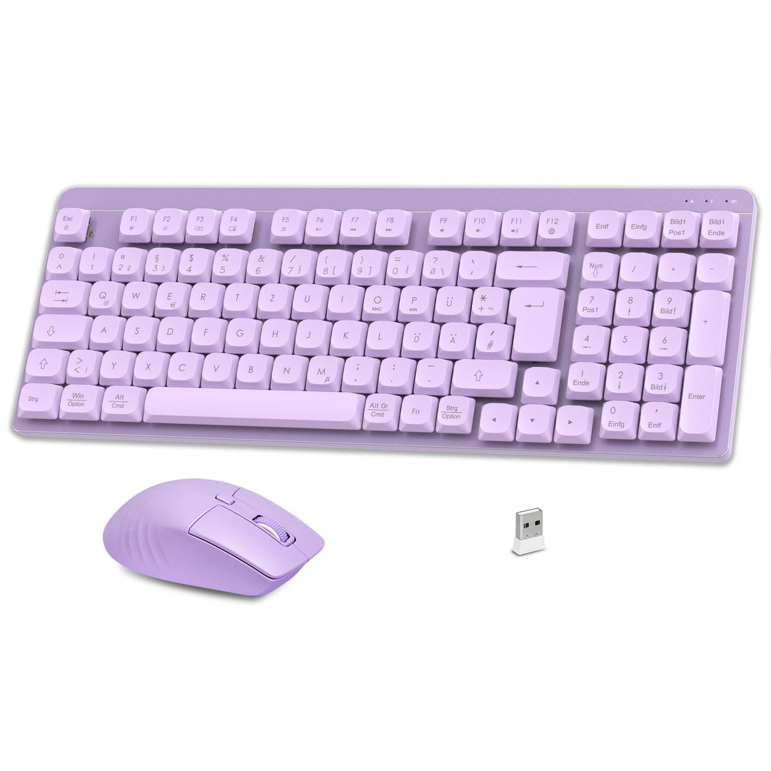 LeadsaiL FA98 Mechanische Tastatur und Maus Set Kabellos, QWERTZ Layout Funktastatur mit Maus, Low-P