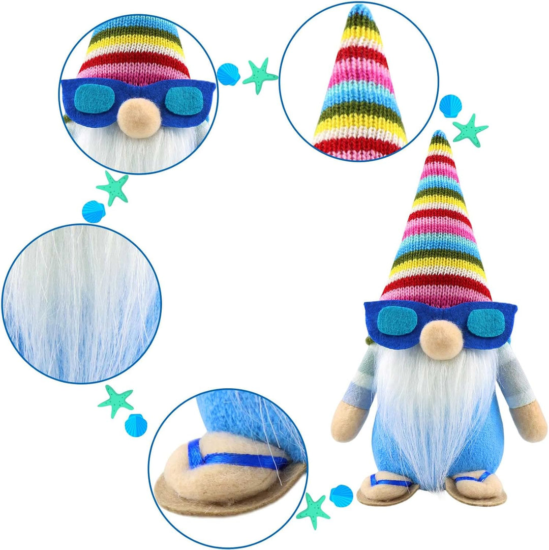 2er Set Sommer Strand Wichtel Figuren Frühling Dekoration Handgemachte Skandinavisches Tomte für Par