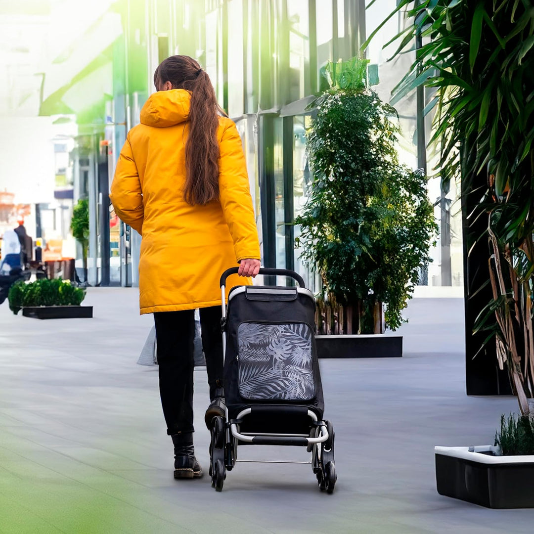 eluno Einkaufstrolley OKEL, Treppensteiger, klappbarer Handwagen, inkl. 2 Kühlfächern, Einkaufswagen