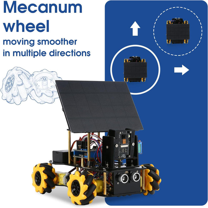 4-in-1-ESP32-Smart-Kamera-Solarroboterauto, 4WD-Fernbedienungsauto-Robotik-Kit für Kinder im Alter v