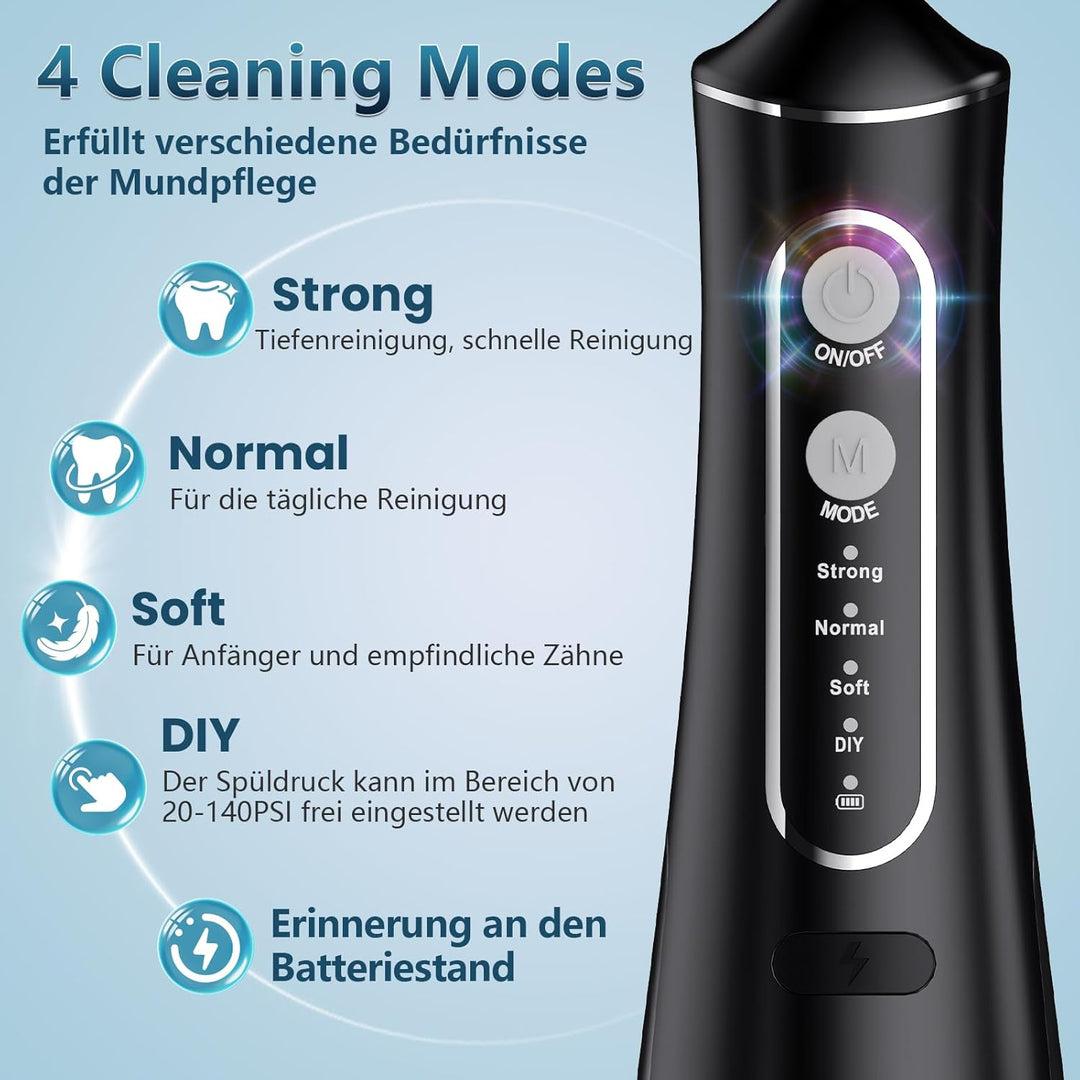 OasiSmile Kabellose Elektrische Munddusche: Munddusche Testsieger 2026, 4 Modi DIY Druck & 5 360° Je