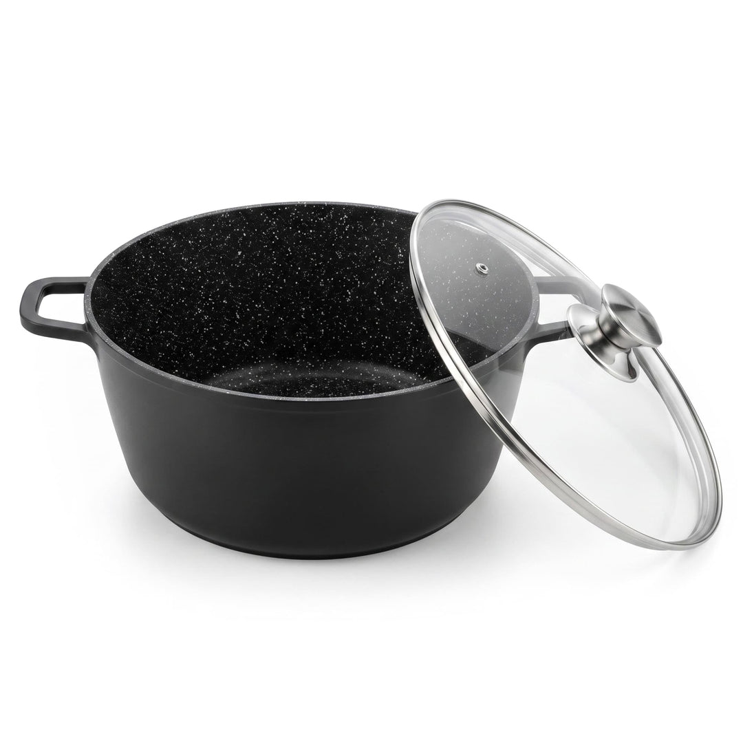 Kochtopf 13 L Suppentopf Aluminiumguss Antihaft Milchtopf Induktion Schmortopf 36 cm mit Glasdeckel