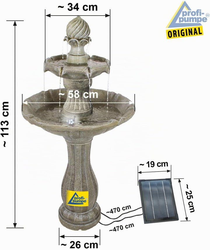 Solar Gartenbrunnen Brunnen Solarbrunnen Klassik-Garten Zierbrunnen Wasserfall Gartenleuchte Teichpu