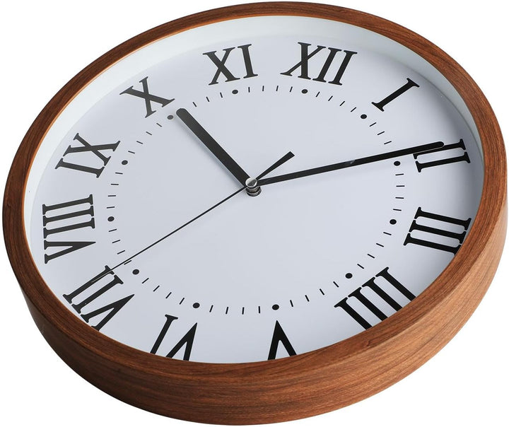 NUOVO Imitationsholzmaserung Rahmen Design Wanduhr, römische Ziffern, einfach und leicht zu lesen, g