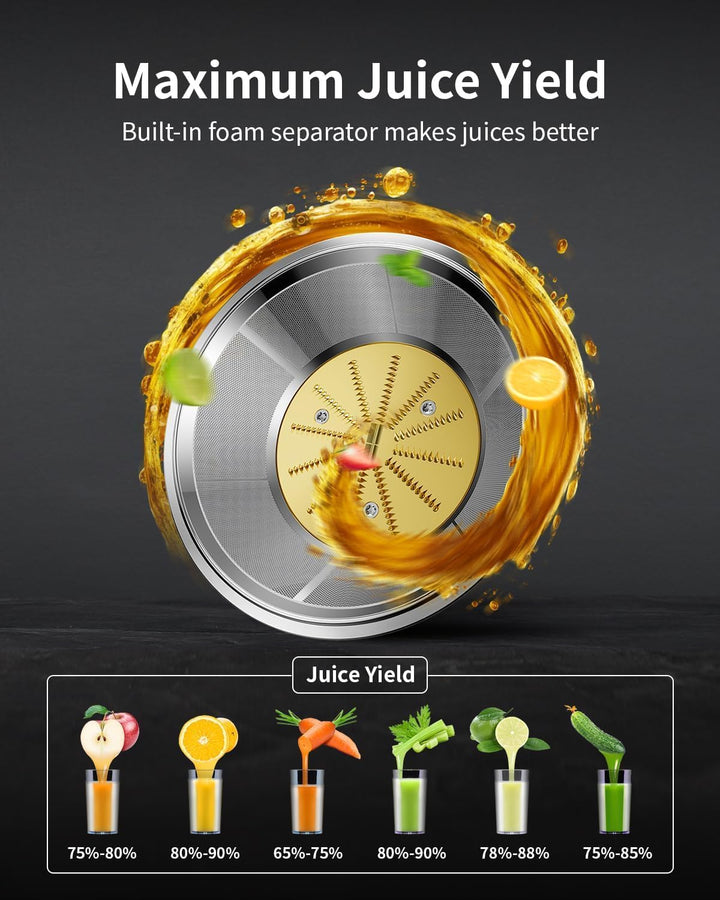 GDOR Entsafter 1300W Entsafter Gemüse und Obst mit Grösserem 81mm Einfüllschacht 1250ml Grosser Saft