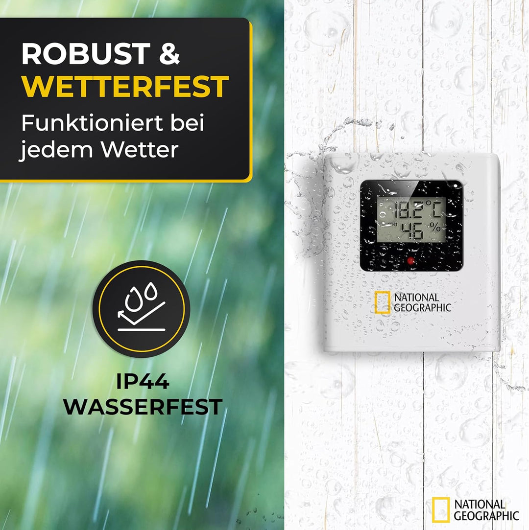 National Geographic Wetterstation Funk mit Aussensensor VA Farb-Wetterstation mit 4 Messbereichen fü