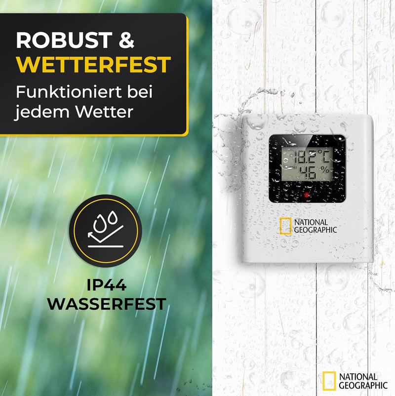 National Geographic Wetterstation Funk mit Aussensensor VA Farb-Wetterstation mit 4 Messbereichen fü