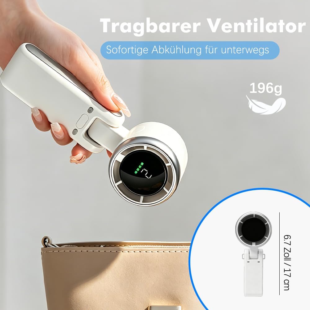 HOAMZ Handventilator, Tragbarer Mini Ventilator, Wiederaufladbar, Kleiner Taschenventilator Mit 5 Ge