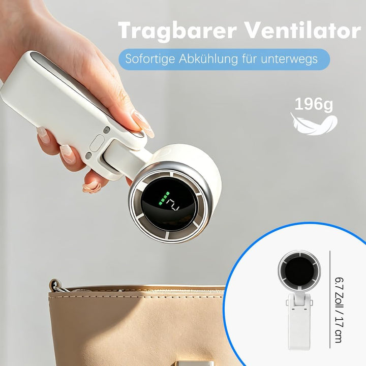 HOAMZ Handventilator, Tragbarer Mini Ventilator, Wiederaufladbar, Kleiner Taschenventilator Mit 5 Ge