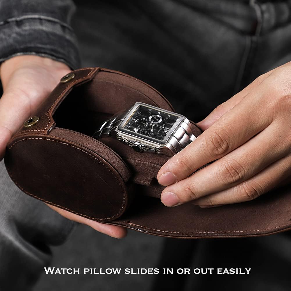 Hiram Echtes Leder 1 Uhr Reiseetui Rolle Handgefertigte uhrenetui reise Uhrenbox uhrenrolle echtlede