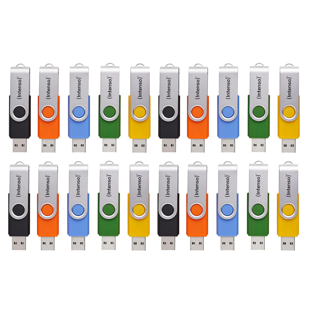 Intenso Basic Line USB 2.0 Stick Set – 20x 4GB High Speed Speichersticks, Mehrfarbig mit Beschriftun