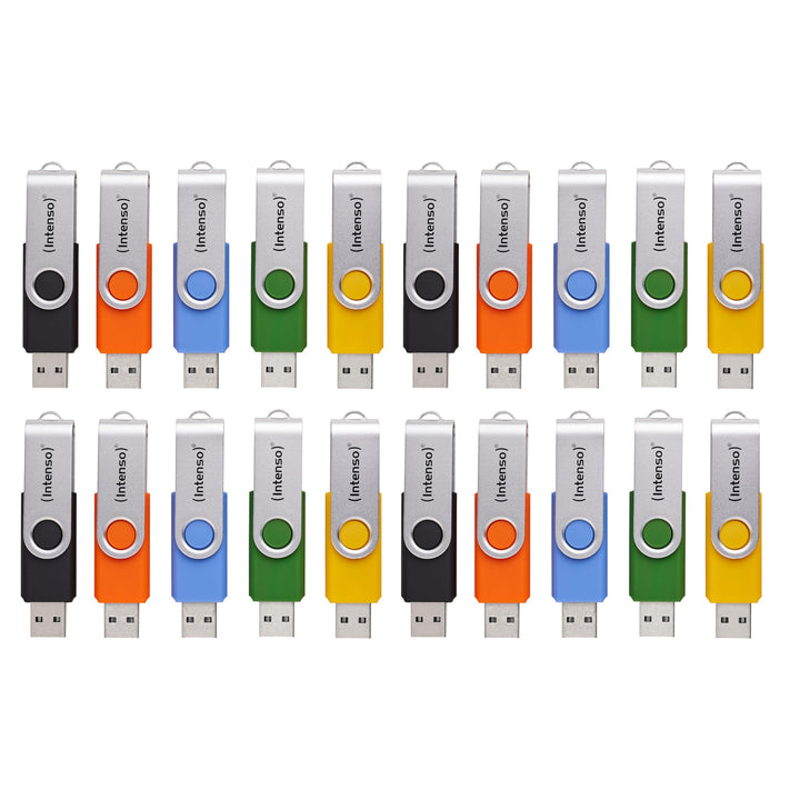 Intenso Basic Line USB 2.0 Stick Set – 20x 4GB High Speed Speichersticks, Mehrfarbig mit Beschriftun