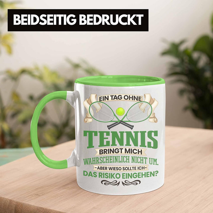 Trendation - Tennis Tasse Geschenk für Tennis-Spieler Spielerin Lustiger Spruch Geschenkidee (Grün),