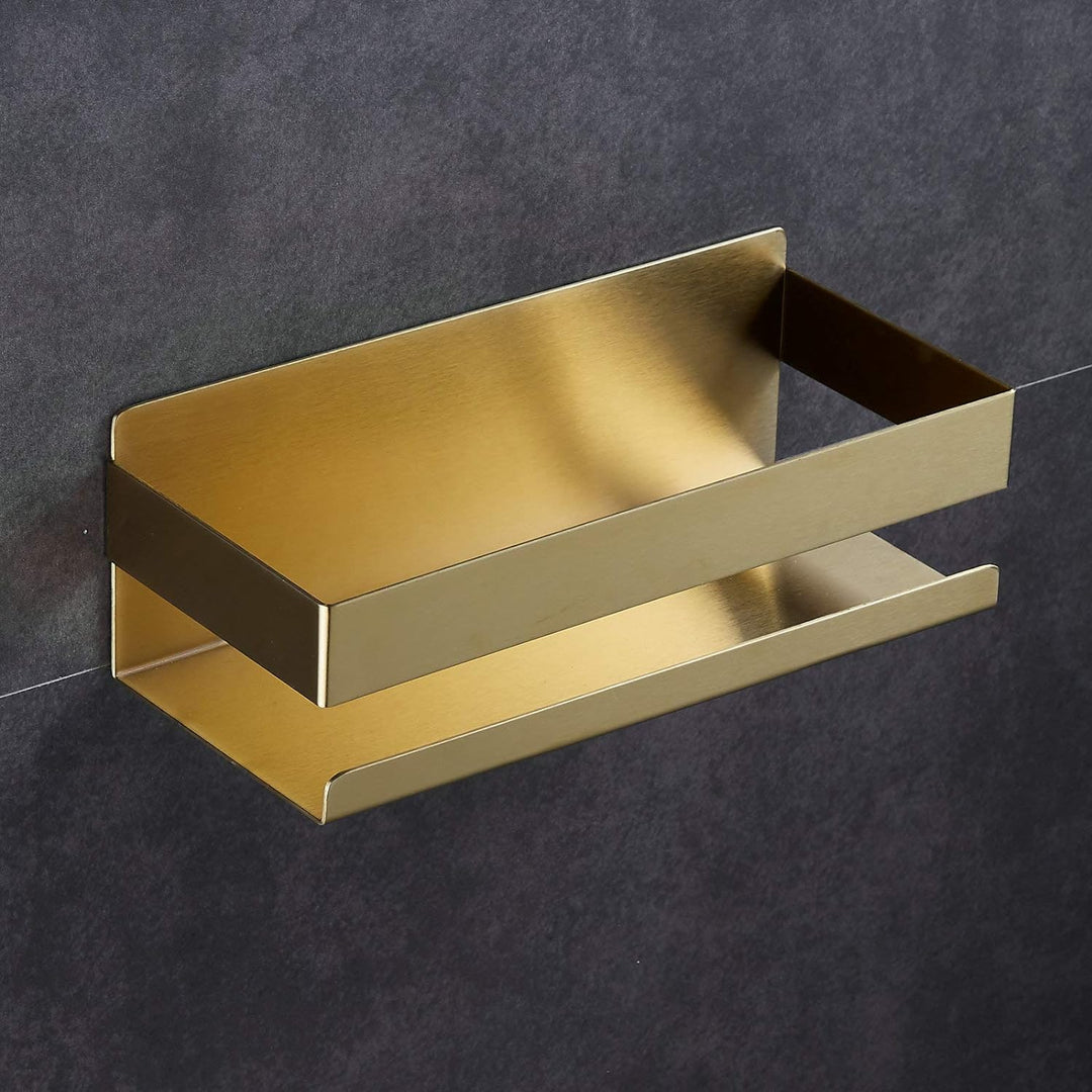 Kelelife Duschablage Ohne Bohren Duschkorb Gold Gebürstet Badezimmer Selbstklebend Badregal aus Edel