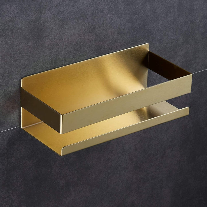 Kelelife Duschablage Ohne Bohren Duschkorb Gold Gebürstet Badezimmer Selbstklebend Badregal aus Edel