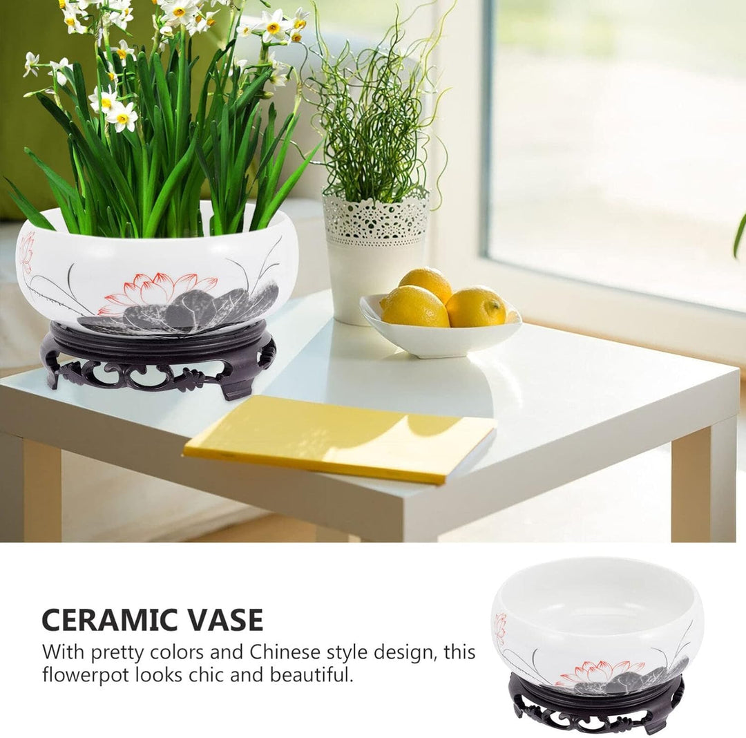 Happyyami 1 Set Runder Grosser Flacher Sukkulenten-Keramik-Übertopf Bonsai-Töpfe Kaktus-Blumen-Übert