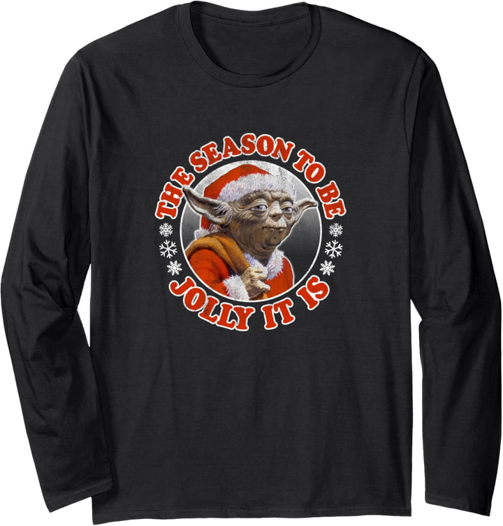 Star Wars Jolly Yoda Tis The Season Christmas Langarmshirt