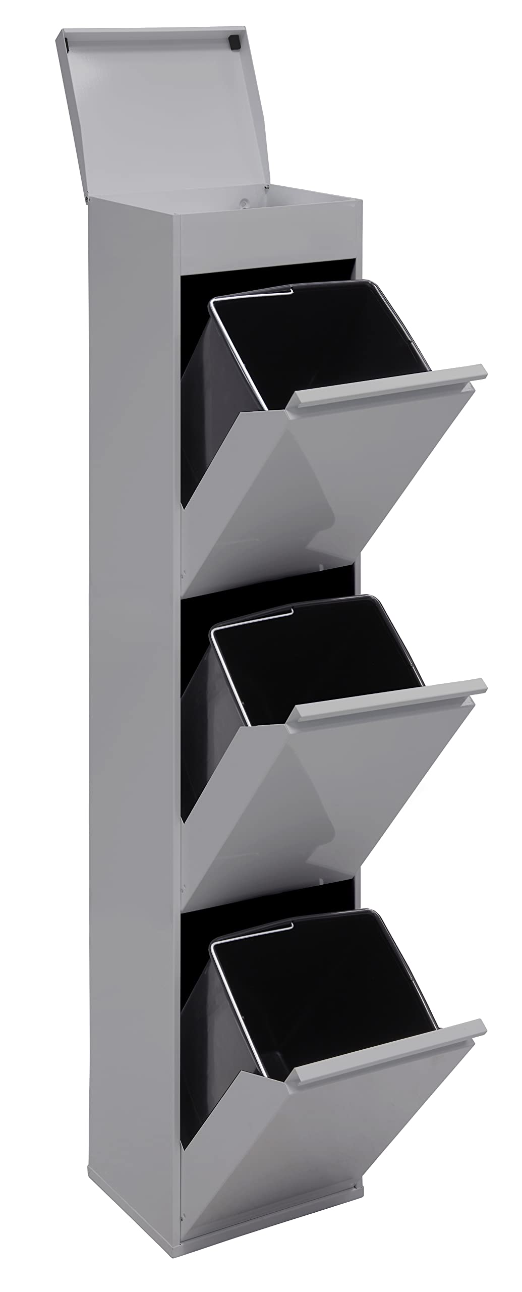 ARREGUI Top CR322-B Mülltrennsystem aus Stahl mit Aufbewahrungsbox mit Deckel | 3 Fächer Mülleimer f