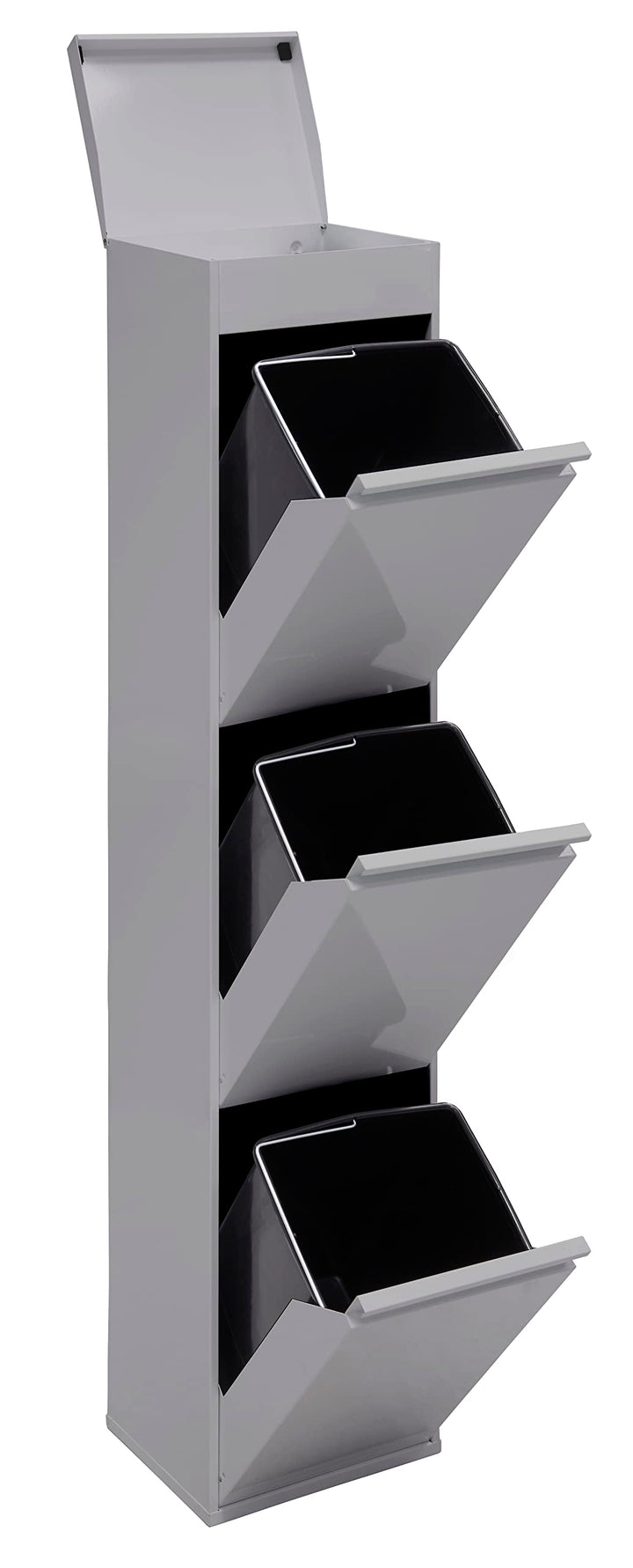 ARREGUI Top CR322-B Mülltrennsystem aus Stahl mit Aufbewahrungsbox mit Deckel | 3 Fächer Mülleimer f