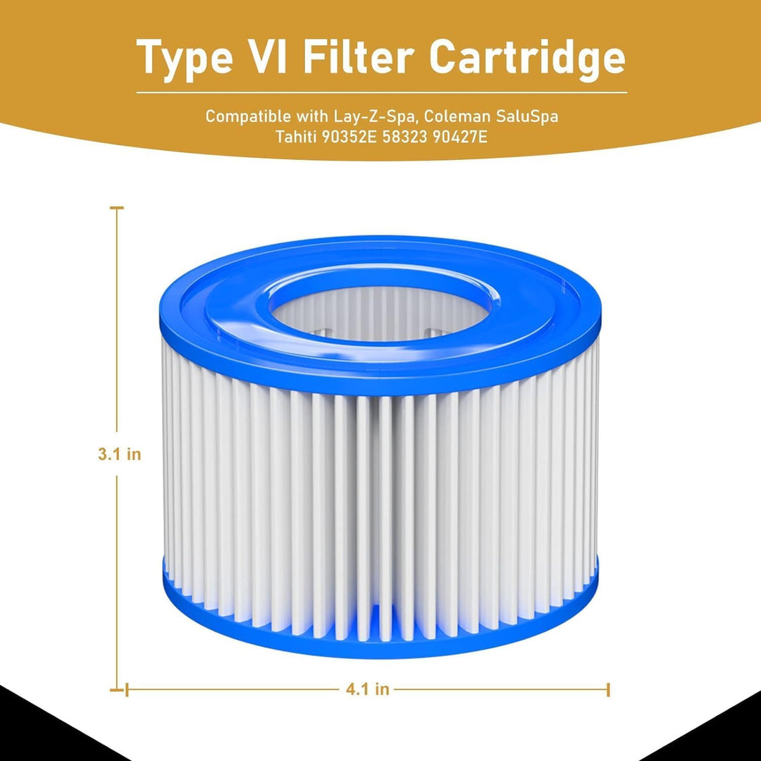 Filter VI für Pool, 16 Stück Filterkartuschen VI für Bestway Miami, Monaco Lay-Z-Spa, Vegas, Palm Sp