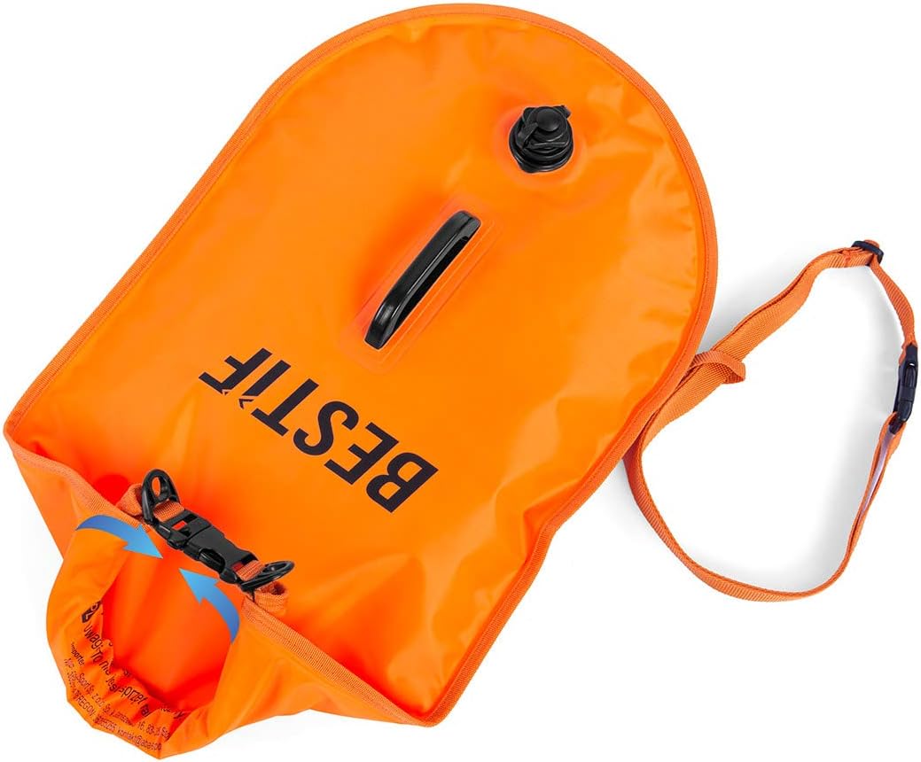 Schwimmboje für Triathlon Aufblasbar Schwimmhilfe Erwachsene Trockentasche Wasserdicht 28L