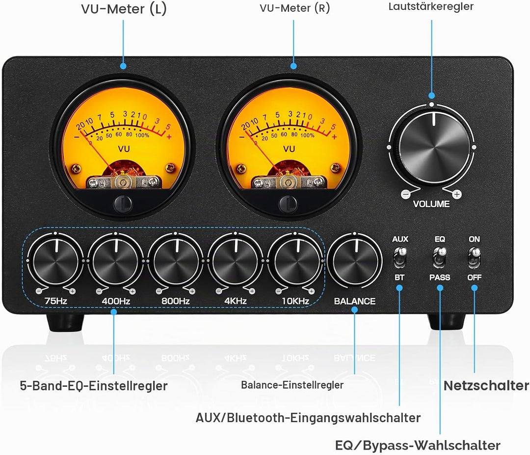 Douk Audio 5-Band-Equalizer Bluetooth EQ Vorverstärker für Heim-Stereo/Computer-Lautsprecher/Verstär