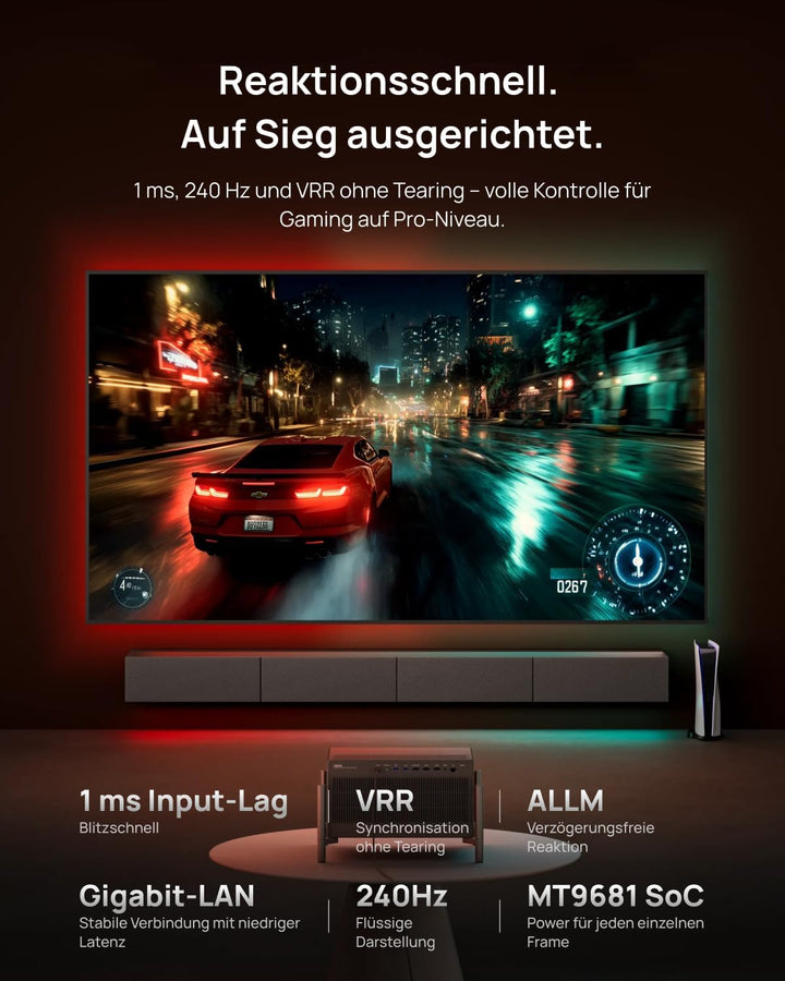 XGIMI Titan Noir 4K Heimkino Beamer, RGB Triple Laser 3D Projektor | 4800 ISO Lumen, 7000:1 Nativer
