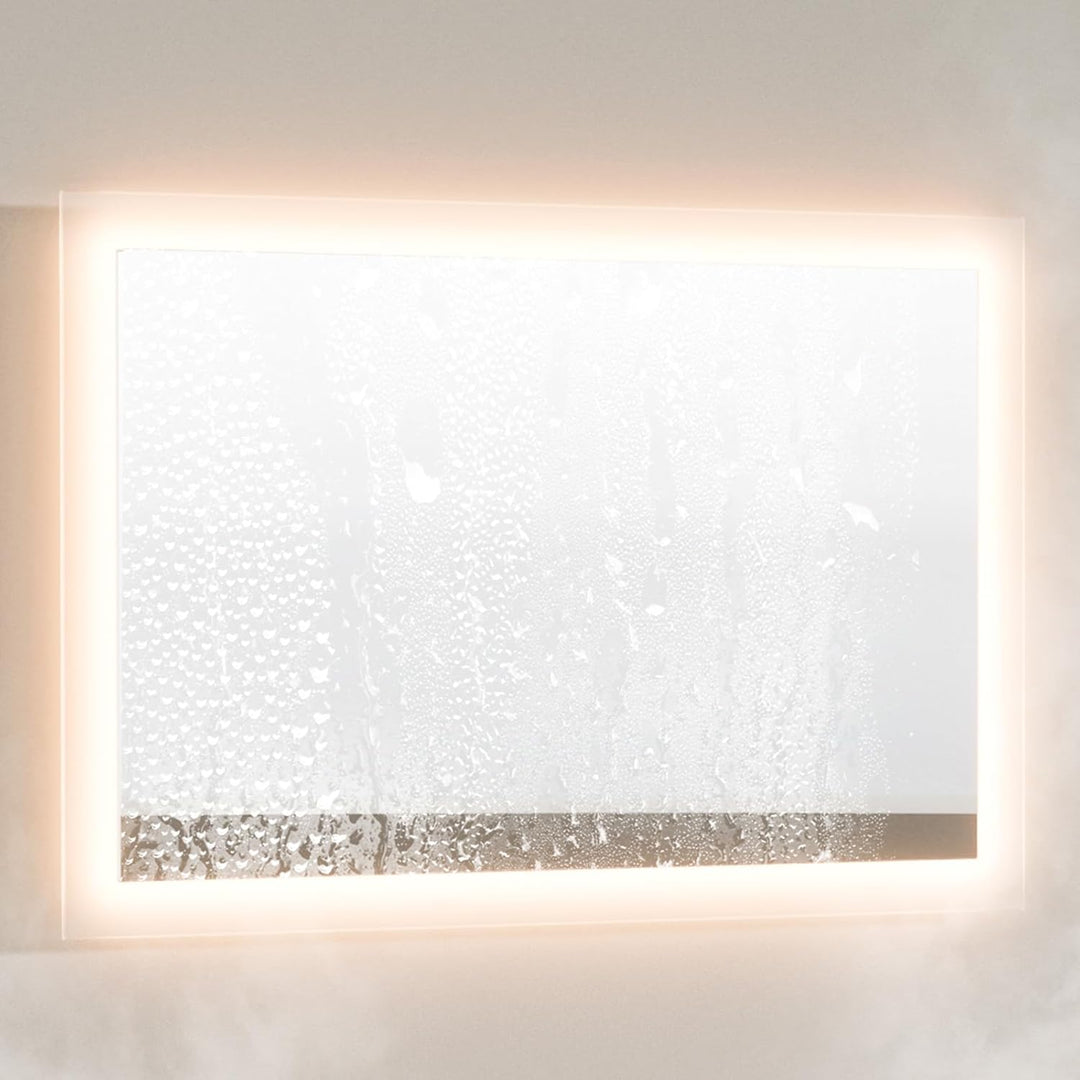 EMKE Badspiegel mit Beleuchtung 80x60cm Badezimmerspiegel mit Beleuchtung Warmweissen Lichtspiegel O