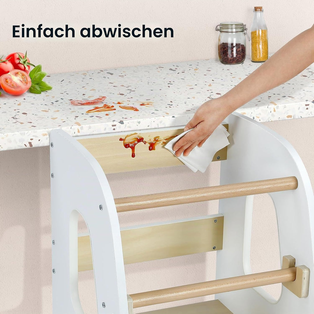 Ezebaby Lernturm ab 1 Jahr, Learning Tower, Höhenverstellbar Montessori Lernturm mit Kippschutz, Abn