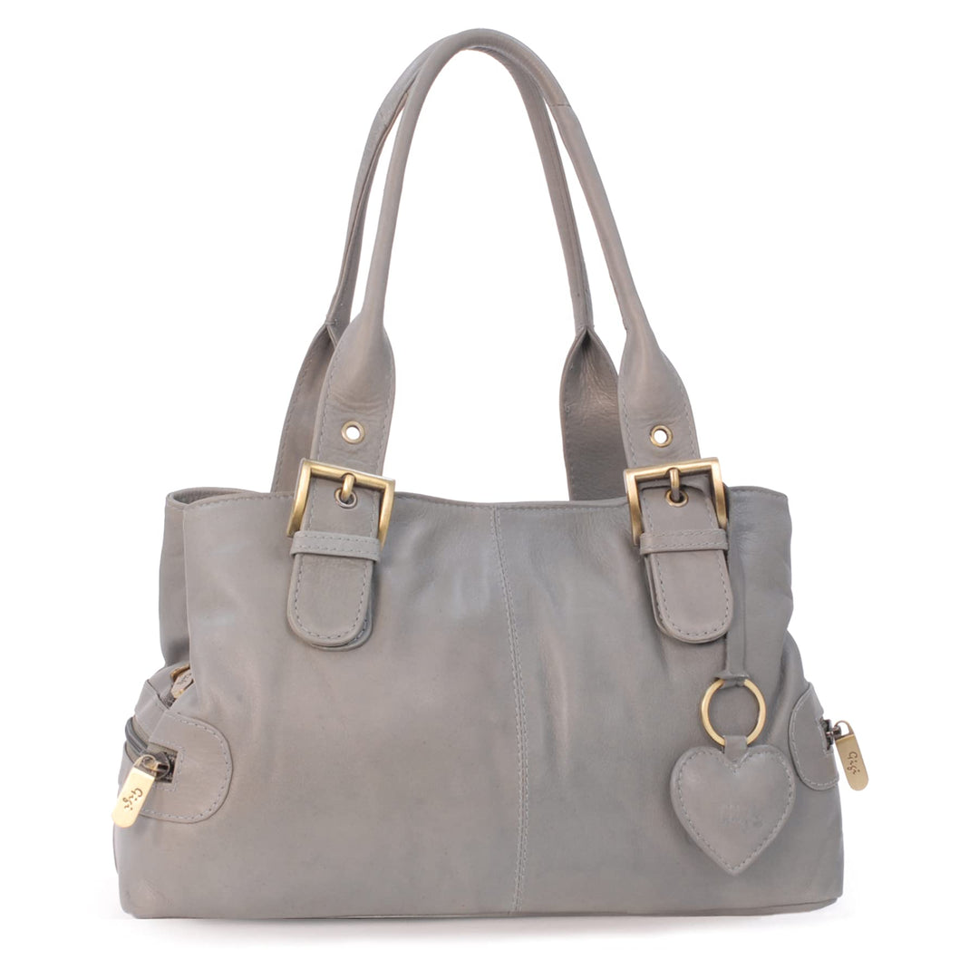 Gigi - Damen Leder Henkeltasche - Handtasche Klein/Mittelgross - mit Herz Schlüsselring - Othello 61