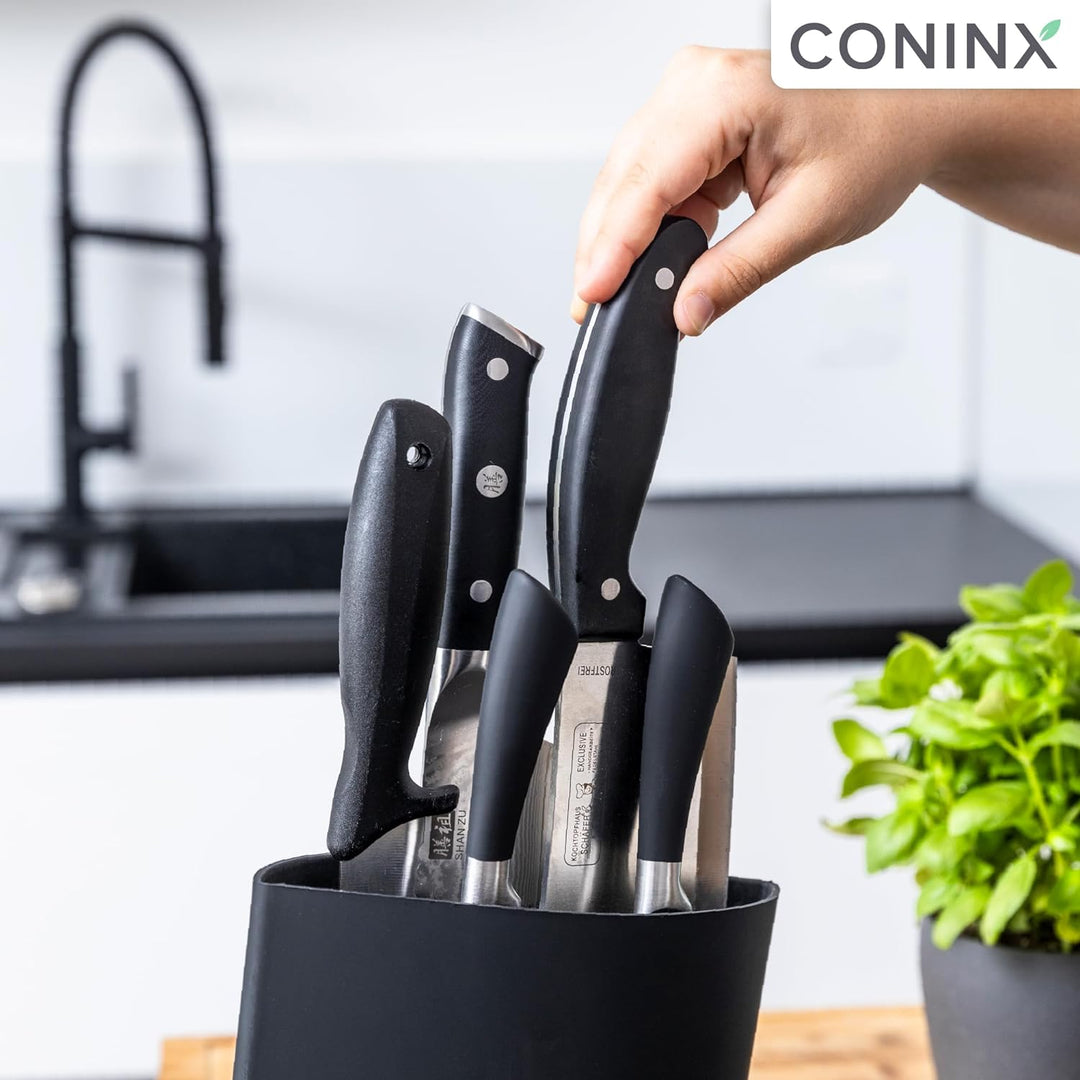 Coninx Messerblock ohne Messer Schwarz - Moderner Messerblock mit flexiblen Lamellen - Universal Mes
