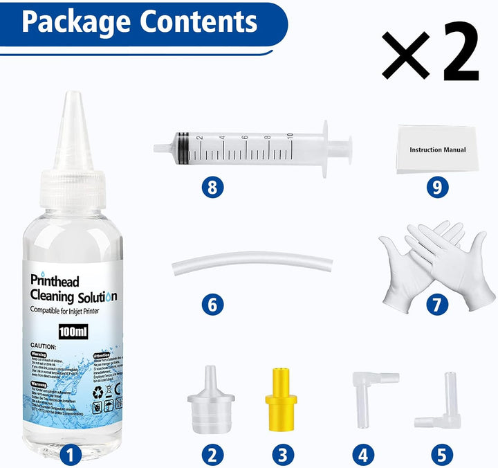 Druckkopfreinigungsset Düsenreiniger 200ml Druckkopfreinigungslösung Kompatibel mit HP Epson Canon S