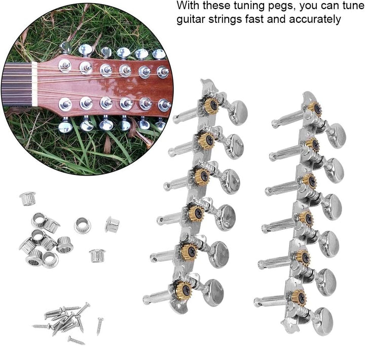 Mechanische Stimmwirbel f¨¹r Gitarre - 6+6 Zinklegierung Tuner mit Halterung, stabile und leistungsf