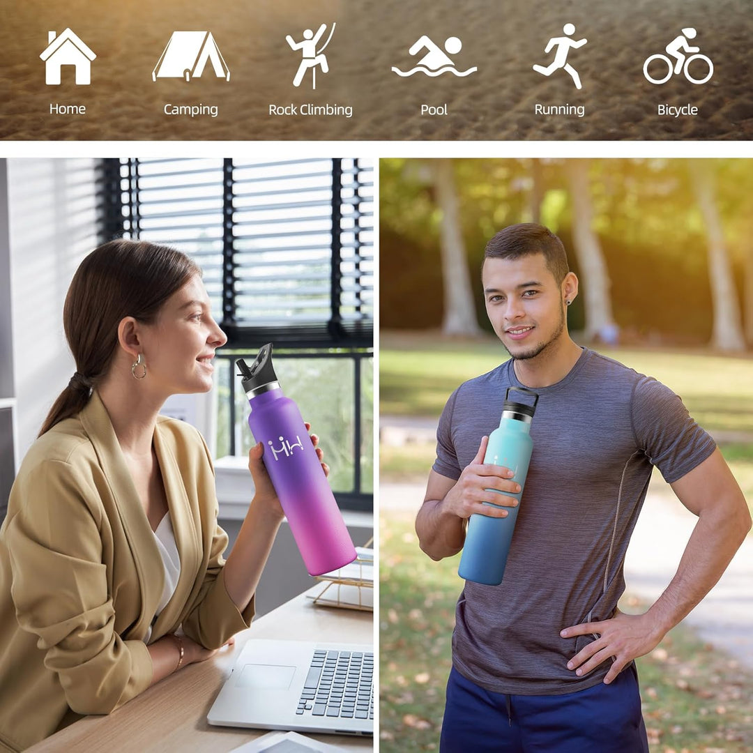 HoneyHolly Trinkflasche 1L, BPA-Frei, Trinkflasche Edelstahl, Thermosflasche, Auslaufsichere Isolier