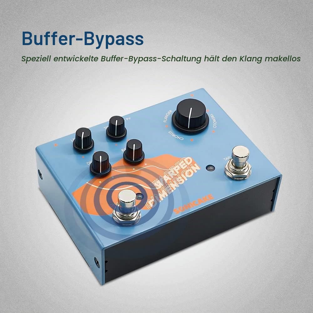 SONICAKE Modulations Gitarren Effektpedal 4 Modi von Chorus, Flanger, Phaser &amp; Tremolo Digital Warpe